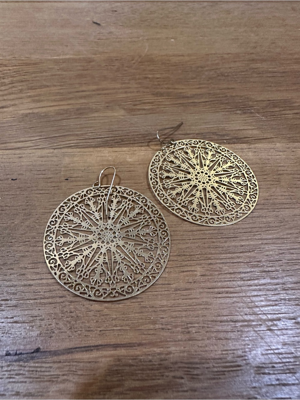 Gold Filigree Round Drop Earrings